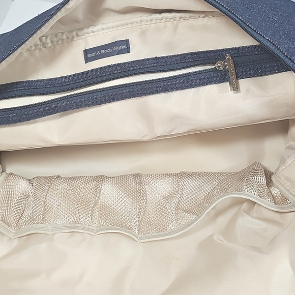 Bath&Body Works Tote Set Denim Tan Blue Organize Zippered Compartment Lined - Picture 5 of 14